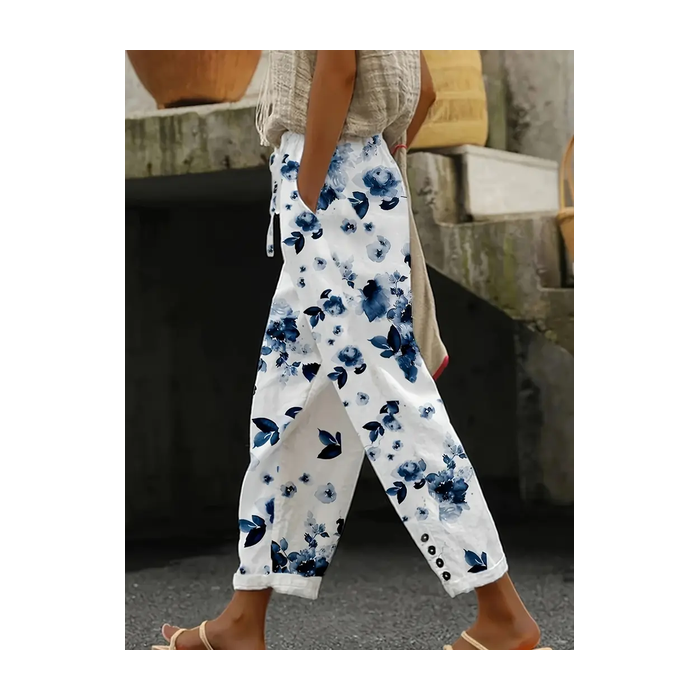 Women Floral Long Pants Casual Spring/Fall Trousers
