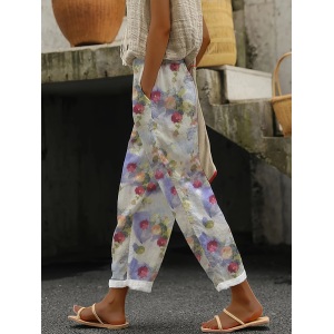 Women Floral Long Pants Casual Spring/Fall Trousers