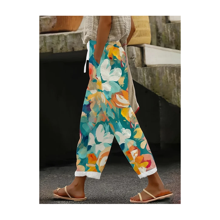 Women Floral Long Pants Casual Spring/Fall Trousers