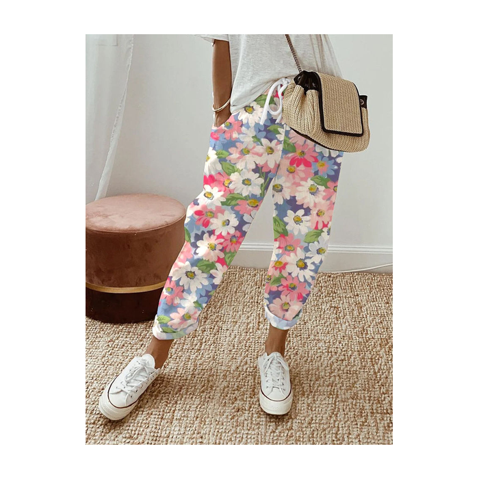 Women Floral Long Pants Casual Spring/Fall Trousers