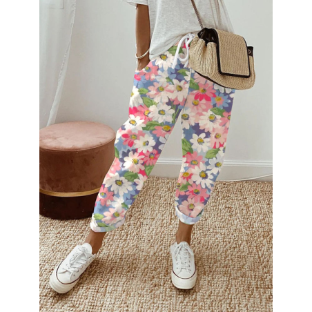 Women Floral Long Pants Casual Spring/Fall Trousers