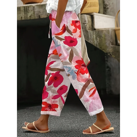 Women Floral Long Pants Casual Spring/Fall Trousers