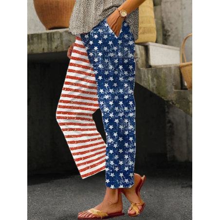 Women Independence Day (Flag) Long Pants Casual Spring/Fall Trousers