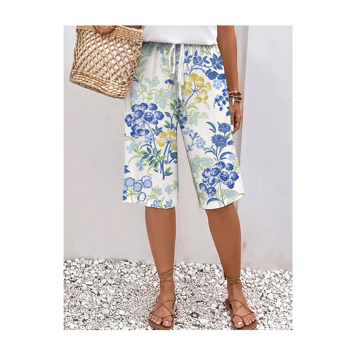 Women Floral Fifth Pants Pants Casual Summer Trousers