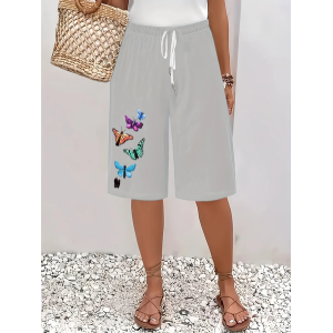 Women Butterfly Fifth Pants Pants Casual Summer Trousers