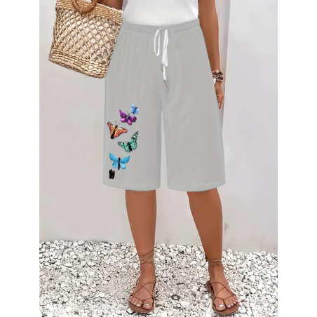 Women Butterfly Fifth Pants Pants Casual Summer Trousers