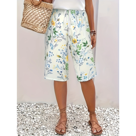Women Floral Fifth Pants Pants Casual Summer Trousers