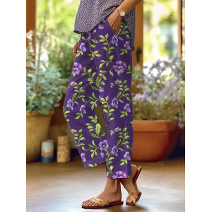 Women Floral Long Pants Casual Spring/Fall Trousers