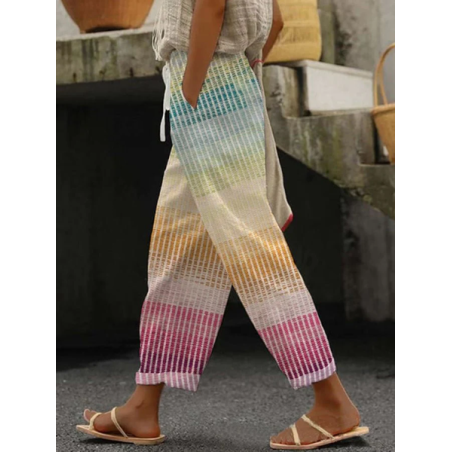 Women Striped Long Pants Casual Spring/Fall Trousers