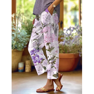Women Floral Long Pants Casual Spring/Fall Trousers