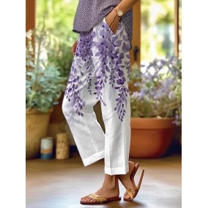 Women Floral Long Pants Casual Spring/Fall Trousers