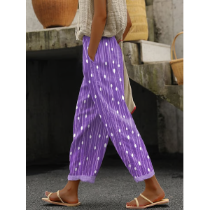 Women Striped Long Pants Casual Spring/Fall Trousers
