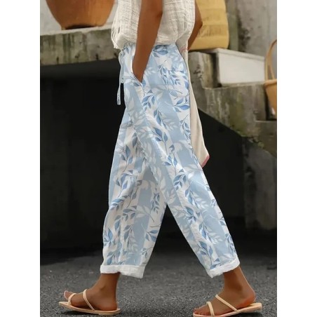 Women Floral Long Pants Casual Spring/Fall Trousers