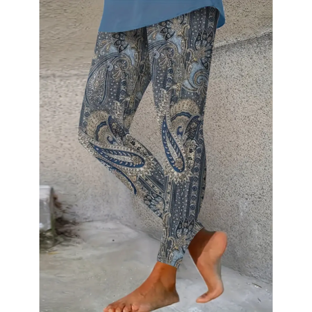 Women Paisley Casual All Season Printing Long Leggings
