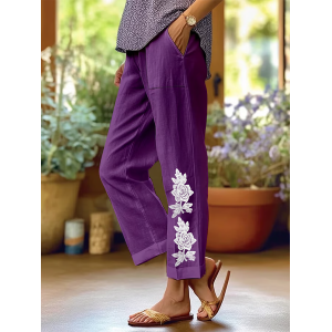 Women Floral Long Pants Casual Spring/Fall Trousers
