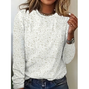 Women Abstract Long Sleeve Tee T-shirt Crew Neck Printing Casual Spring/Fall Graphic Tee Top