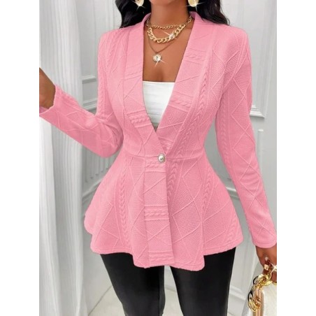 Women Spring/Fall Outerwear Vintage Jacquard Geometric Long Sleeve Half Open Collar Jacket