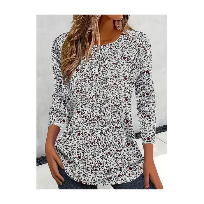 Women Floral Long Sleeve Tee T-shirt Crew Neck Printing Casual Spring/Fall Graphic Tee Top