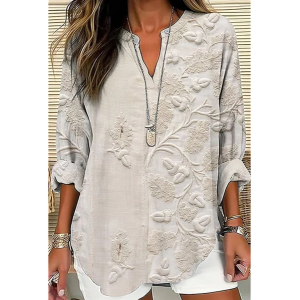 Women Floral Long Sleeve Blouse Spring/Fall Printing V Neck Daily Casual Top