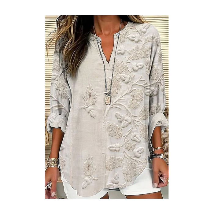 Women Floral Long Sleeve Blouse Spring/Fall Printing V Neck Daily Casual Top