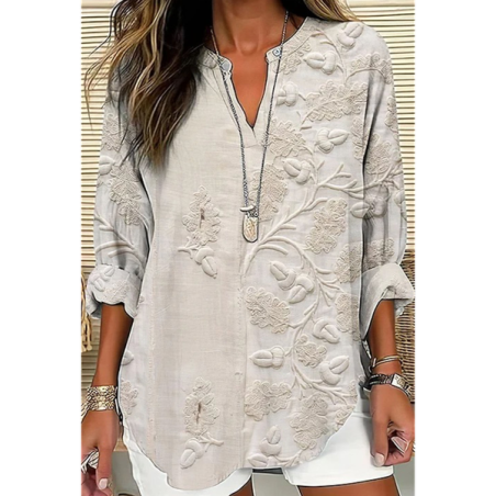 Women Floral Long Sleeve Blouse Spring/Fall Printing V Neck Daily Casual Top