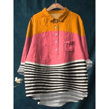 Women Polka Dots Long Sleeve Shirt Spring/Fall Printing Shawl Collar Daily Vintage Top