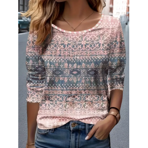 Women Floral Long Sleeve Tee T-shirt Crew Neck Printing Casual Spring/Fall Graphic Tee Top