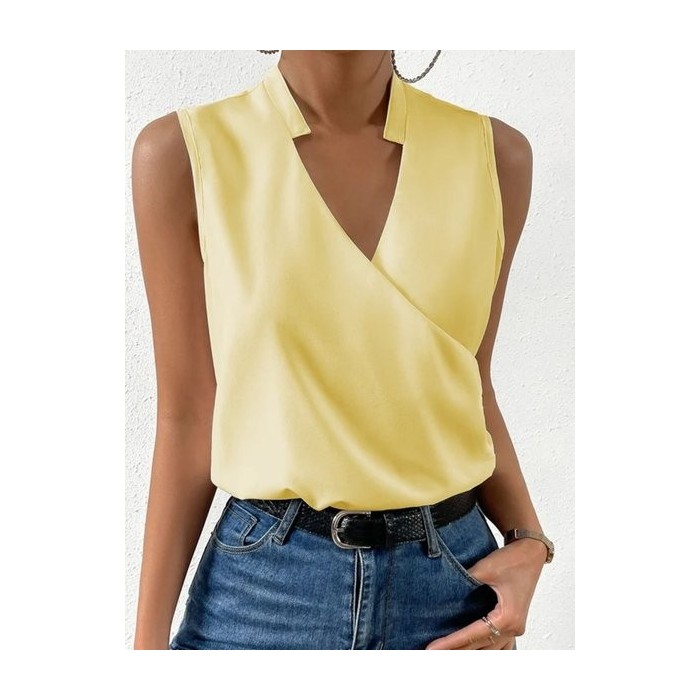 Women Sleeveless Tank Top Camisole Summer Plain V Neck Daily Casual Top