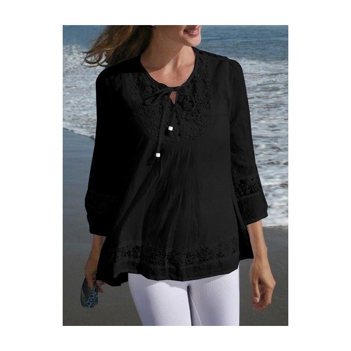 Women Floral Long Sleeve Tee T-shirt Crew Neck Jacquard Casual Spring/Fall Top