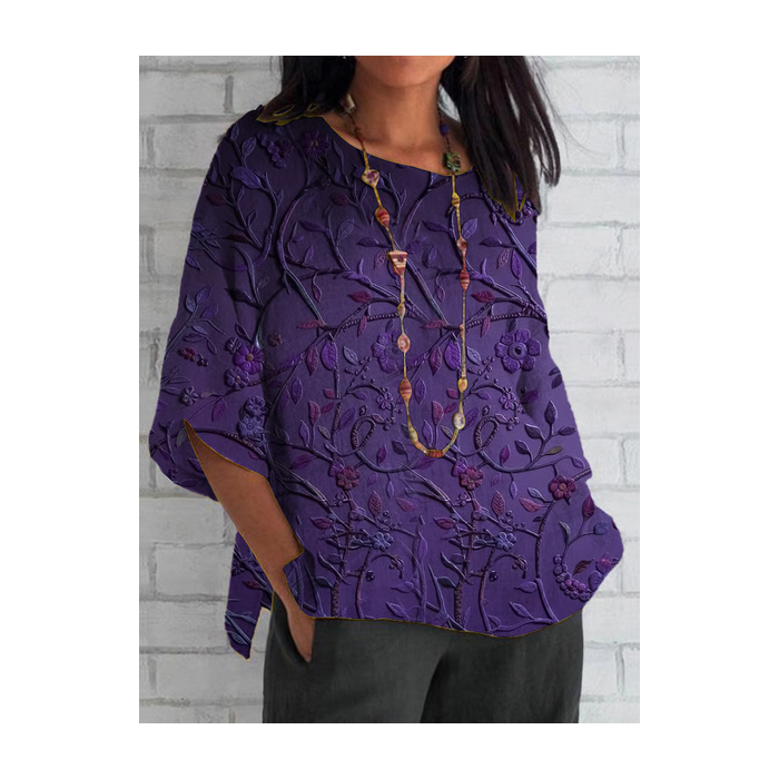 Women Floral Half Sleeve Tee T-shirt Crew Neck Casual Summer Top