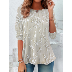 Women Floral Long Sleeve Tee T-shirt Crew Neck Printing Casual Spring/Fall Tunic Top