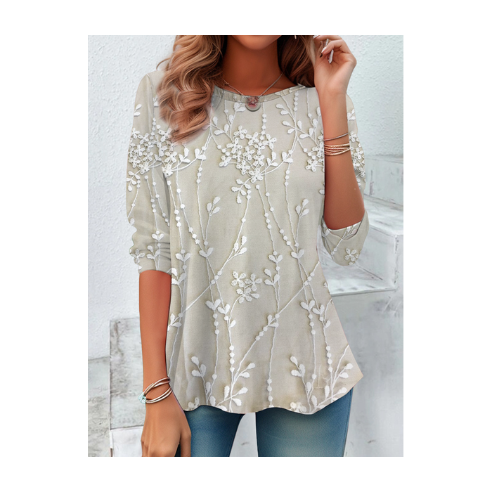 Women Floral Long Sleeve Tee T-shirt Crew Neck Printing Casual Spring/Fall Tunic Top