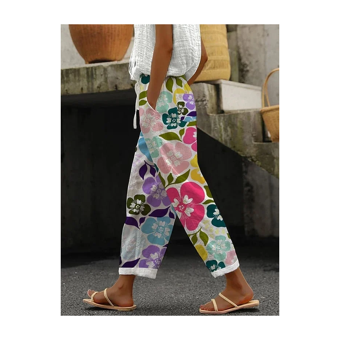 Women Floral Long Pants Casual Spring/Fall Trousers