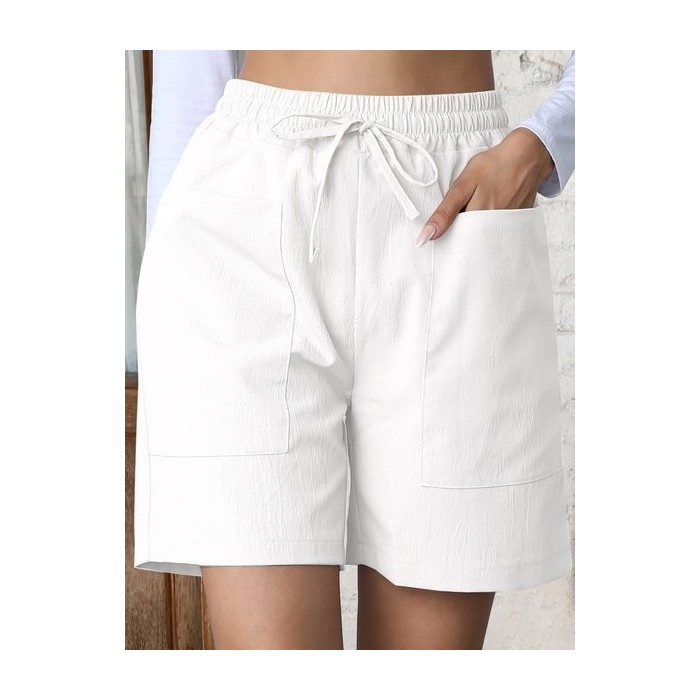 Women Plain Fifth Pants Straight Pants Casual Summer Shorts