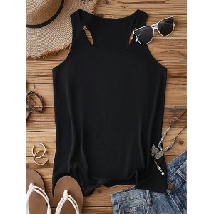Women Sleeveless Tank Top Camisole Summer Plain Stand Collar Daily Sexy Top