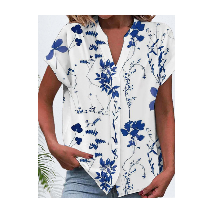 Women's Short Sleeve Shirt Summer Floral Printing V Neck Daily Going Out Casual Top