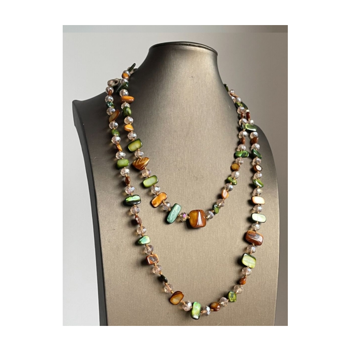 Vintage stackable necklace Bohemian colorful shell beaded double-layer necklace Retro light luxury holiday long necklace