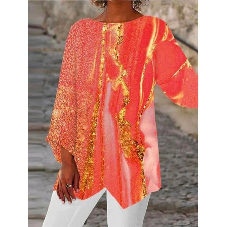 Crew Neck Ombre Vacation Blouse