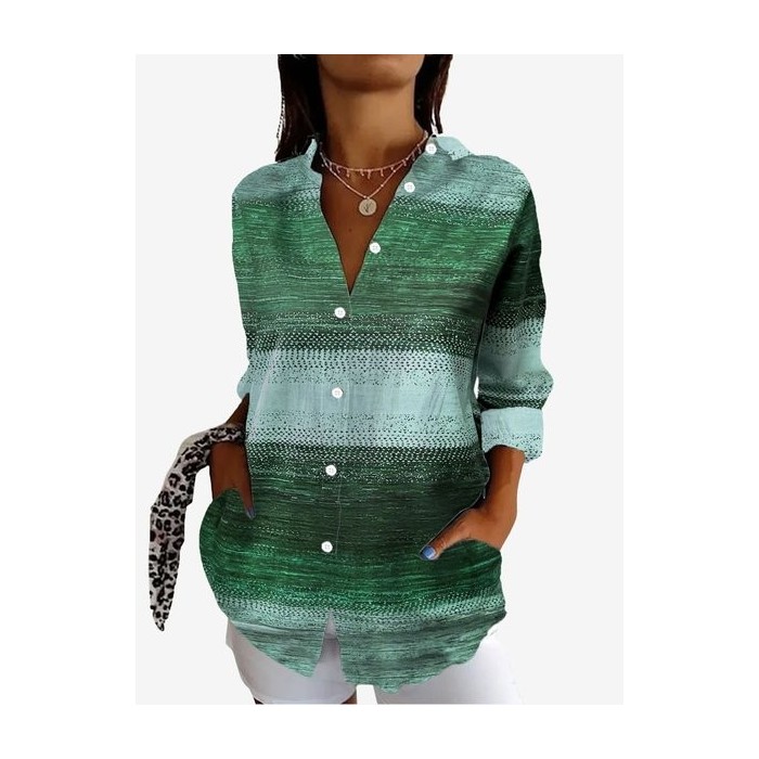 Women's Long Sleeve Shirt Spring/Fall Abstract Shirt Collar Vacation Going Out Casual Top