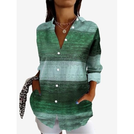Women's Long Sleeve Shirt Spring/Fall Abstract Shirt Collar Vacation Going Out Casual Top