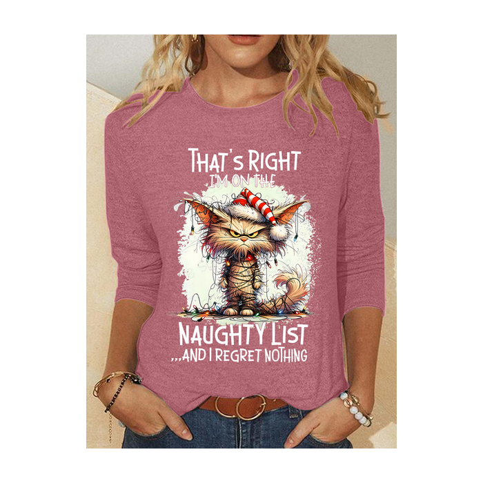 Women's Long Sleeve Blouse Spring/Fall Cat Crew Neck Daily Going Out Casual Top