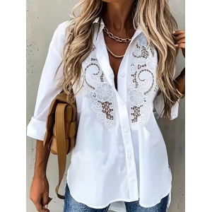 Women Floral Long Sleeve Shirt Spring/Fall Printing Shirt Collar Daily Casual Top