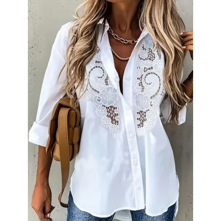 Women Floral Long Sleeve Shirt Spring/Fall Printing Shirt Collar Daily Casual Top