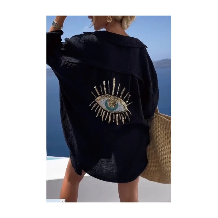 Women Plain Long Sleeve Shirt Spring/Fall Shawl Collar Daily Casual Top