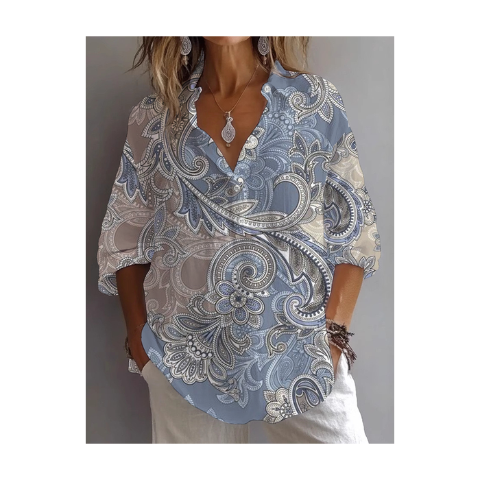 Women Floral Long Sleeve Shirt Spring/Fall Printing Shirt Collar Daily Casual Top