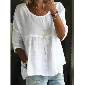 Women Plain Half Sleeve Shirt Summer Printing Crew Neck Daily Casual Top