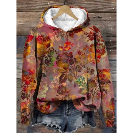 Women's Floral Spring/Fall Long Sleeve Casual Daily Hoodie