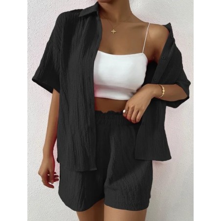 Women Plain Adjustable Strap Two-Piece Set Daily Half Sleeve Casual Summer Top With Pants Matching Set