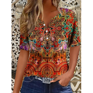 Women Floral Short Sleeve Tee T-shirt Crew Neck Printing Casual Summer Graphic Tee Top