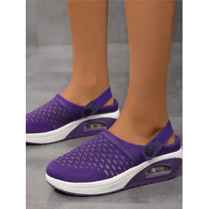 Half-slip Breathable And Lightweight Rear-lace Elastic Band Xiafei Woven Toe Solid Color Women's Sports Style Two-way Sandals